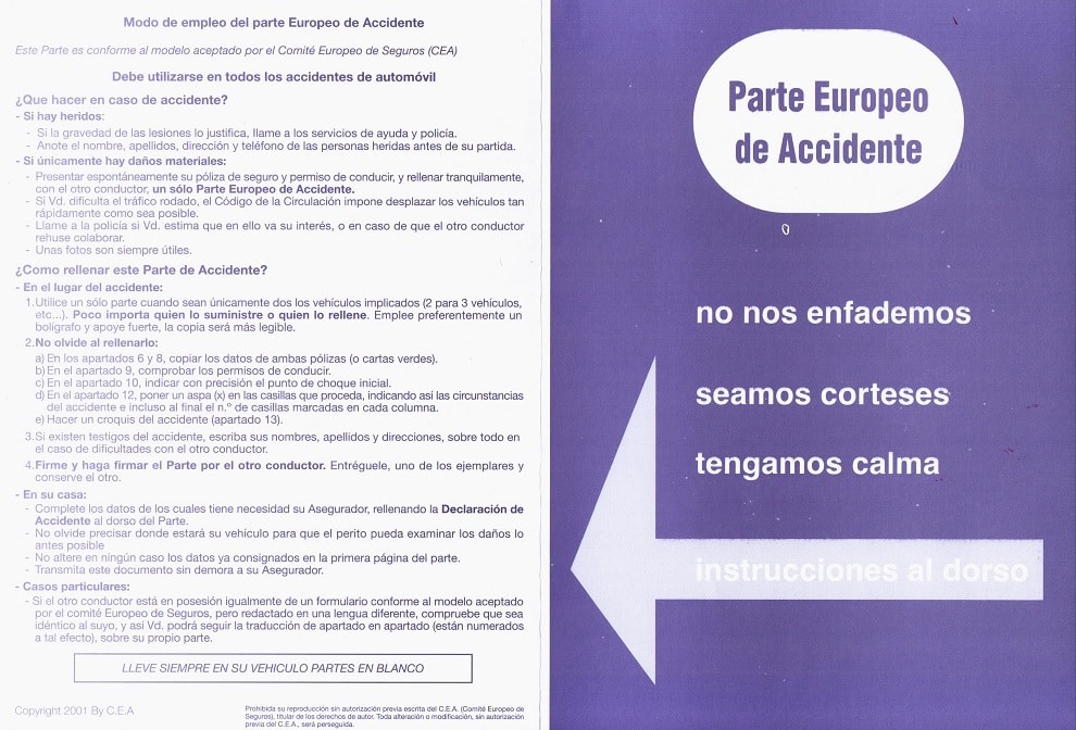 Parte Europeo de Declaración de Accidentes