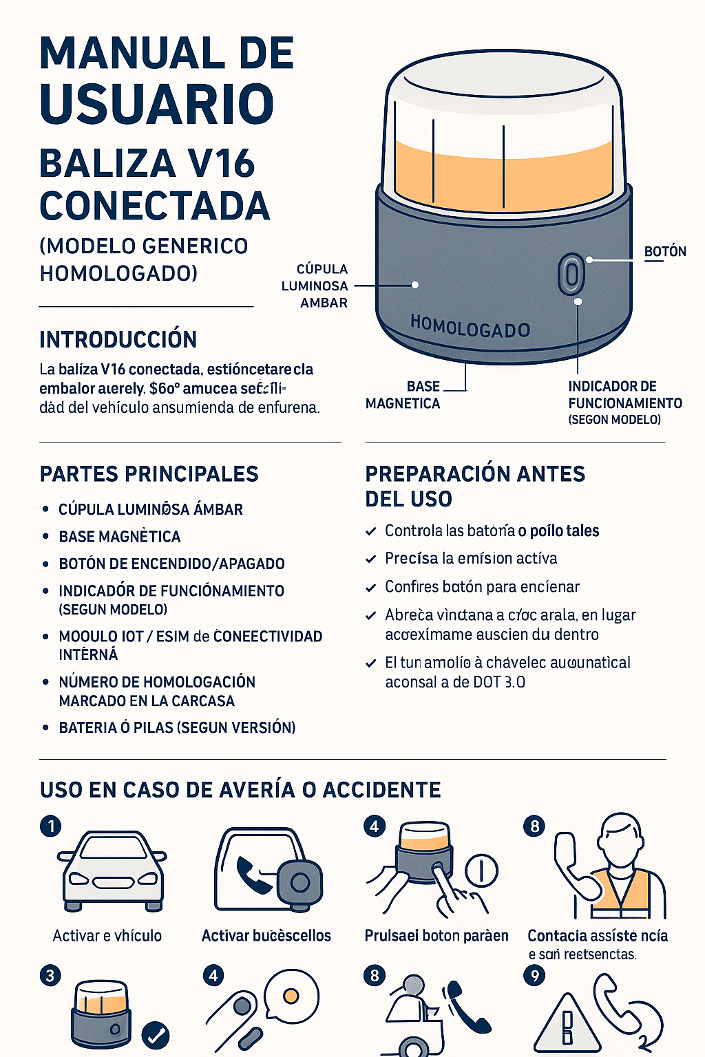 Baliza v16 conectada manual de uso