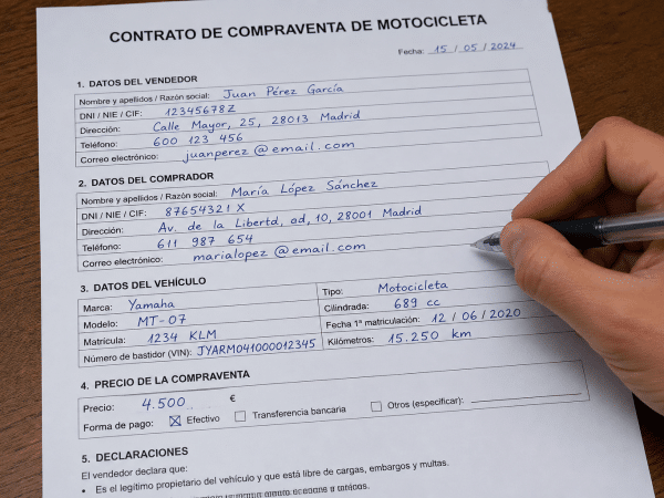 Como Rellenar el Contrato de Compraventa de una Moto Paso a Paso 2