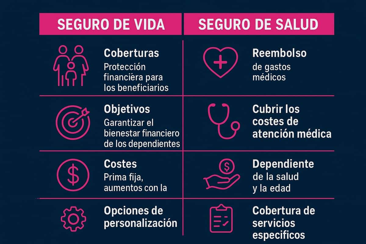 Diferencias clave entre seguros de vida y de salud