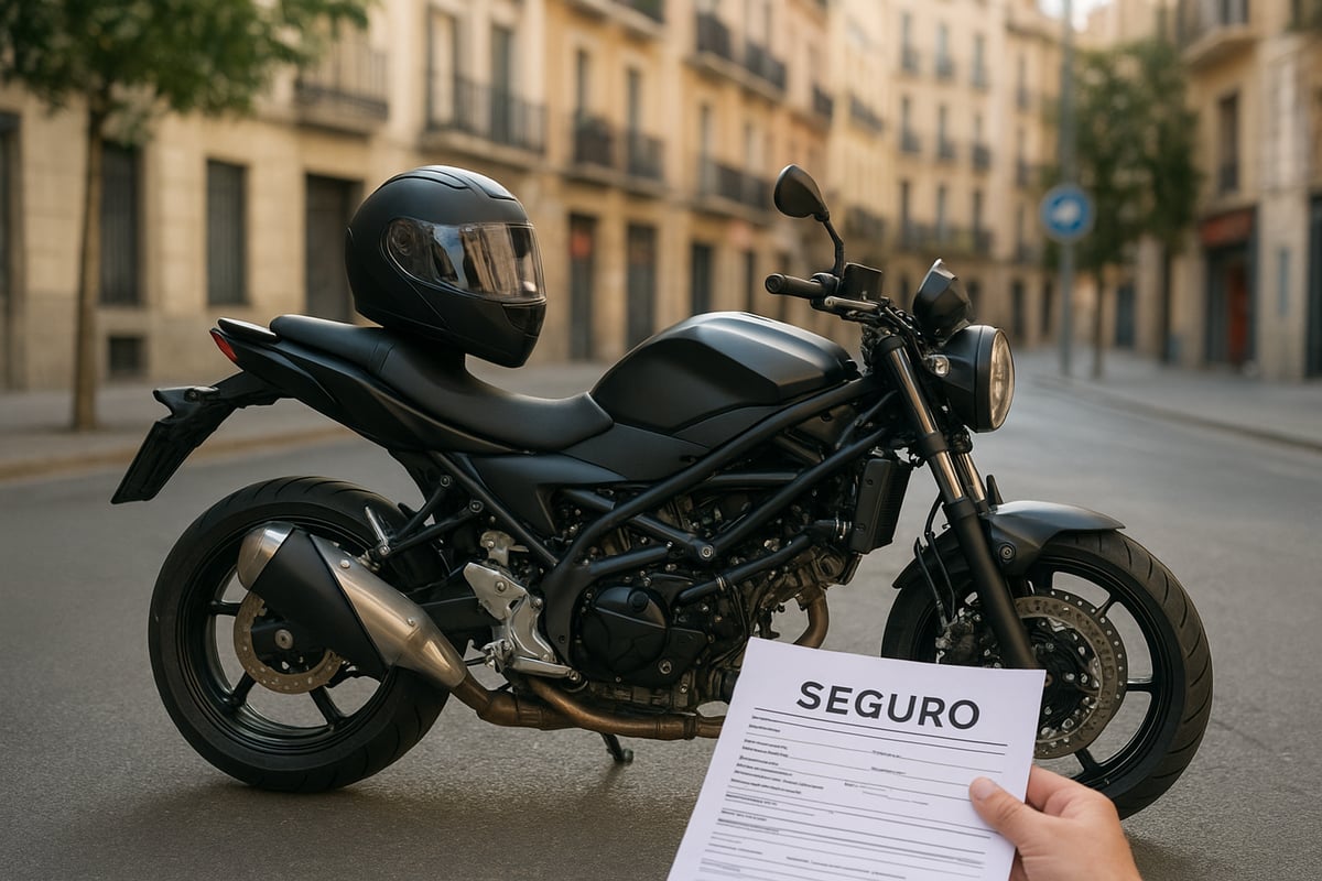 Motorista con su moto aparcada: el seguro de responsabilidad civil es obligatorio
