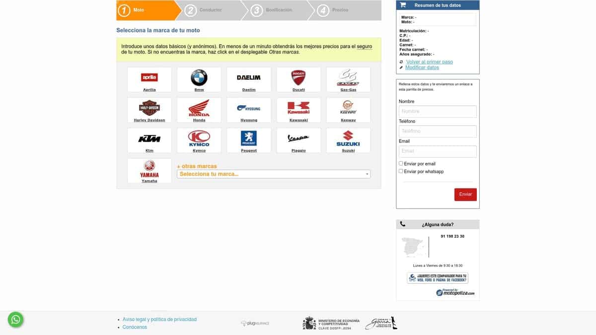 Comparar ofertas de seguro de moto en Motopoliza